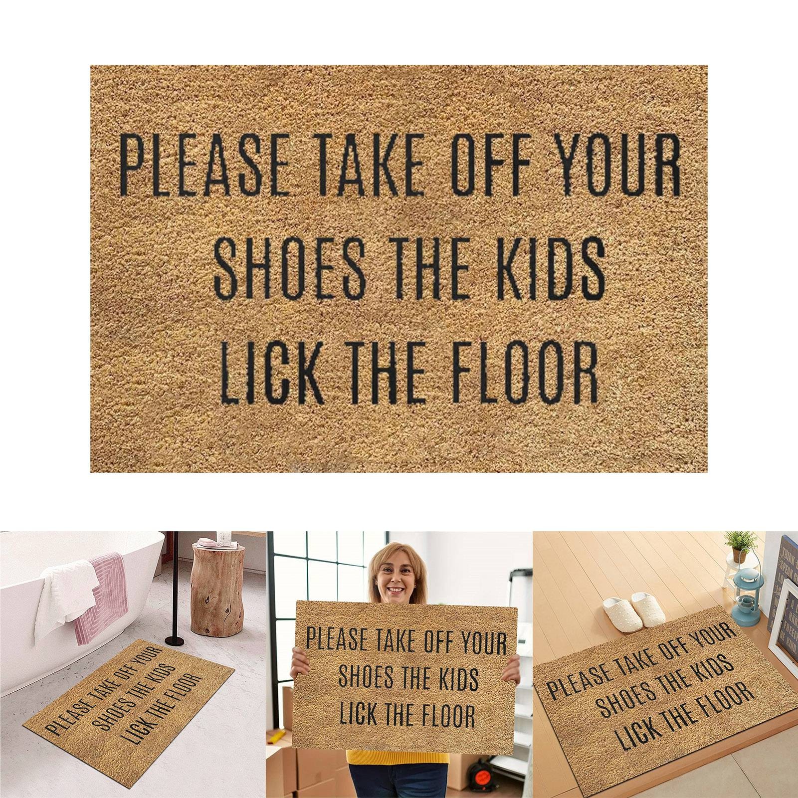ASEIDFNSA Polite Reminders To Welcome Guests At The Entrance Velvet Carpet Polite Reminders To Welcome Guests At The Front Door Velvet Carpet 23.6IN for Shower Floor, Bathroom Runner Brown